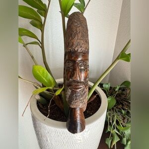 Handcrafted Wooden Face Sculpture‎